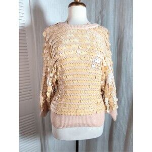 Semplice Sweater Size M Women's Vintage 80's Sequined Light Barbie Pink Sweater